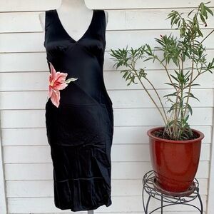 Betsey Johnson Black Midi Dress with Embroidered Florals 8
